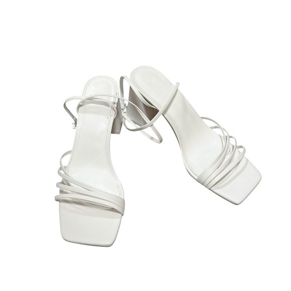 H&M White Strappy Block Heel Sandals - Picture 4 of 8